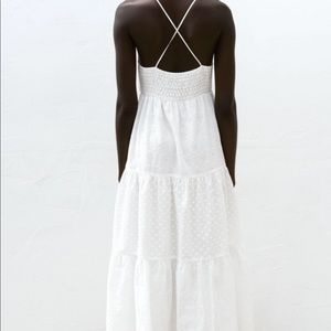 Zara NWT long embroidered white maxi dress